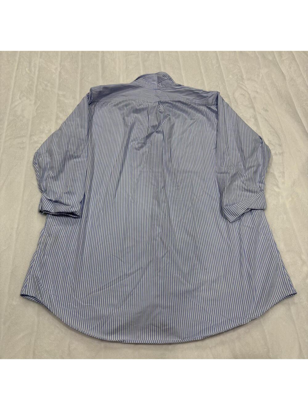 Lauren Ralph Lauren Striped Button Down Shirt Women L Cotton Blue White RL Logo - Picture 8 of 8